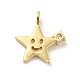 Star with Smiling Face Brass Micro Pave Clear Cubic Zirconia Pendants KK-G425-09G-2