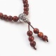 Four Loops Natural Sandalwood Beads Stretch Wrap Bracelets BJEW-JB03812-2