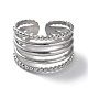 304 Stainless Steel Open Cuff Ring Jewelry for Woman RJEW-B047-02P-2