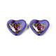 Flower Printed Opaque Acrylic Heart Beads SACR-S305-28-M03-2