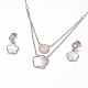 Flower 304 Stainless Steel Shell Ear Studs and Necklaces Jewelry Sets SJEW-M034-02P-1