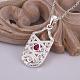 Simple Silver Color Plated Brass Cubic Zirconia Rectangle Pendant Necklaces For Women NJEW-BB12886-4