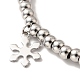 304 bracelet à breloques flocon de neige en acier inoxydable avec 201 perles rondes en acier inoxydable pour femme BJEW-B057-14P-2