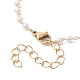Imitation Pearl & Flower Brass Link Chain Bracelet Making AJEW-JB01150-35-3