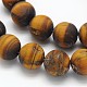 Yellow Tiger Eye Frosted Round Bead Strands G-N0166-45-6mm-2