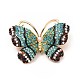 Spilla da bavero a farfalla in strass con perline in abs JEWB-I019-25KCG-2