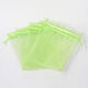 オーガンジーバッグ巾着袋  リボン付き  薄緑  18x13cm X-OP-R016-13x18cm-11-2