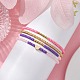 Set di braccialetti elasticizzati con perline di semi di vetro e cuore in ottone stile 4 pezzi BJEW-JB09537-2