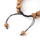 Bracelets de perles tressées en bois pétrifié naturel chakra BJEW-O164-A04-2
