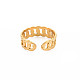 Placcatura ionica (ip) 304 anello per polsino aperto con catena barbazzale in acciaio inossidabile per donna RJEW-S405-195G-2