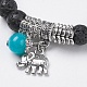 Natural Lava Rock Beads Charm Bracelets BJEW-O161-15-2