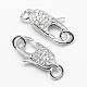 Brass Micro Pave Grade AAA Cubic Zirconia Lobster Claw Clasps ZIRC-P029-08P-NR-1