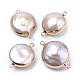 Plated Natural Baroque Pearl Keshi Pearl Links connectors X-PEAR-S012-04G-1