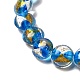Handgefertigte flache runde Bunte Malerei-Perlen aus Goldsand und Silbersand FOIL-C001-02F-3