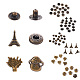18 ensembles tour Eiffel et arbre et champignon en laiton boutons-pression en cuir kits de fixation SNAP-YW0001-07AB-4