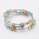 Bracelets enveloppants de perles d'amazonite de fleurs naturelles BJEW-JB03578-04-1