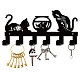 鉄の壁に取り付けられたフックハンガー  6フック装飾オーガナイザーラック  バッグ服用キースカーフハンギングホルダー  猫の形  130x270mm  穴：5mm AJEW-WH0156-132-1