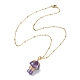 Mushroom Gemstone Copper Wire Wrapped Pendant Necklace for Girl Women NJEW-JN04281-4