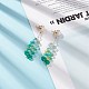 Glass Beaded Leaf Long Dangle Stud Earrings with Imitation Pearl EJEW-TA00140-4