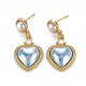 Coeur avec des boucles d'oreilles pendantes en alliage de placage de crémaillère en porcelaine EJEW-S211-008-RS-2