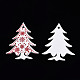 クリスマス スプレー塗装木材の大きなペンダント  片面印刷あり  スノーフレーク模様のクリスマスツリーチャーム  ホワイト  58.5x46x3mm  穴：3.5mm WOOD-N005-105-1