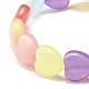 Braccialetto elastico con perline a forma di cuore color caramella per le donne BJEW-JB07631-5