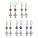 Alloy Cross Dangle Earrings with 304 Stainless Steel Pins EJEW-JE05440-1