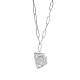 ステンレス鋼の女の子の形のペンダントネックレス  模造真珠ビーズ  ステンレス鋼色  17.72インチ（45cm） WT7593-2-1