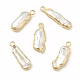 Barocke natürliche Keshi-Perlenanhänger, Nuggets-Charme, mit Messing-Schleifen, Licht Gold, 19~23x5~8x3~4 mm, Bohrung: 1.8~2 mm