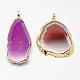 Electroplated Natural & Dyed Agate Big Pendants G-N0167-030-2