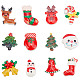 Sunnyclue 48 個 12 スタイル クリスマス テーマ オペーク レジン カボション  クリスマス キャンデー杖 & 雪だるま & サンタ クロース  混合図形  ミックスカラー  21~30x15~25x3.5~7mm  4個/スタイル CRES-SC0002-55-1