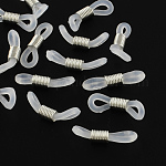 Silicone EyeGlass Holders, with Platinum Tone Iron Findings, Clear, 18~20x5~6mm, Hole: 2mm