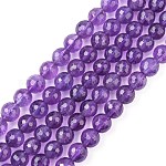 Chapelets de perles en améthyste naturelle, ronde, facette, violet, 6mm, Trou: 1mm, 32 pcs / chapelet, 8 pouce