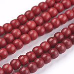 Synthetic Turquoise Beads Strands, Dyed, Round, Crimson, 4mm, Hole: 1mm, about 110pcs/strand, 15.6 inch