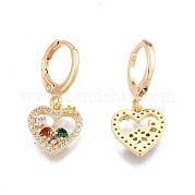 Colorful Cubic Zirconia Heart Dangle Leverback Earrings EJEW-N012-90