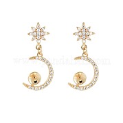 Brass Micro Pave Clear Cubic Zirconia Stud Earring Findings KK-S364-143