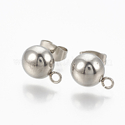 201 Stainless Steel Stud Earring Findings STAS-Q225-16A-6mm