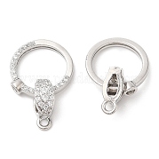 Brass Micro Pave Clear Cubic Zirconia Fold Over Clasps KK-K333-54P