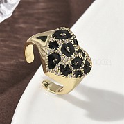 Латунные микро проложить манжеты кольца кубического циркония RJEW-H256-07G