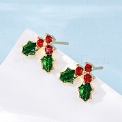 Серьги-гвоздики с кубическим цирконием и эмалью EJEW-P199-14G
