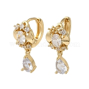 Серьги-кольца из латунного микро-паве с фианитами EJEW-L271-23KCG-03
