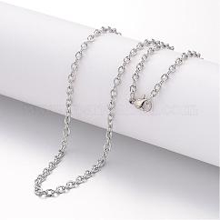 Collana in acciaio inossidabile 304 anti-ossidazione, catene portacavi, con fermagli di lobster , colore acciaio inossidabile, 17.72 pollice (45 cm), 2mm