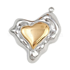 Ciondoli in acciaio inox 304, placcatura ionica (ip), fascino cuore, oro & colore acciaio inossidabile, 40x34.5x6.5mm, Foro: 2.5 mm