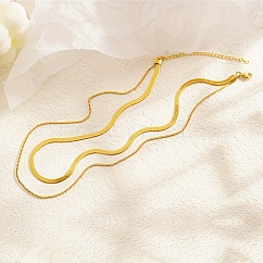 Collier minimaliste à double couche en acier inoxydable plaqué or 18 carat pour homme et femme