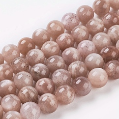 Chapelets de perles de pierre de soleil naturelle naturelles, ronde, 8mm, Trou: 1mm, Environ 24 pcs/chapelet, 7.8 pouce