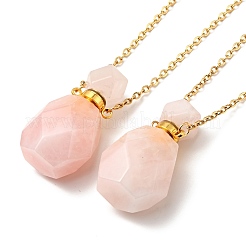 Collares con colgante de botella de perfume de piedra mixta natural y sintética facetada que se puede abrir para mujer&nbsp;NJEW-F296-02G
