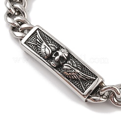Braccialetti a catena con maglie rettangolari vichinghe in acciaio inossidabile 304 con teschio per uomo&nbsp;BJEW-B096-49B