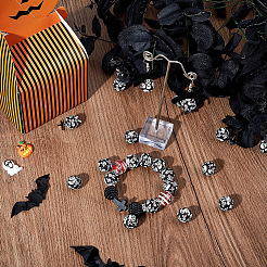 50 Stück runde Silikon-Focal-Perlen mit Halloween-Motiv&nbsp;SIL-SC0001-90