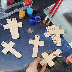 Décorations pendentif croix en bois&nbsp;HJEW-WH20016-05