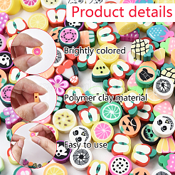 100pcs 5 Arten handgemachte Polymer-Ton-Perlen&nbsp;CLAY-YW0002-14